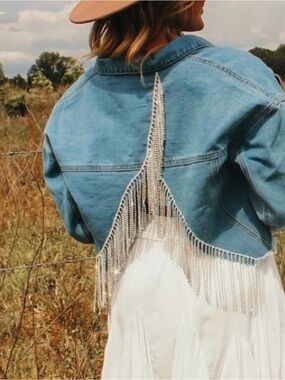 Savanna Jane Light Blue Denim Jacket with Label Detail
